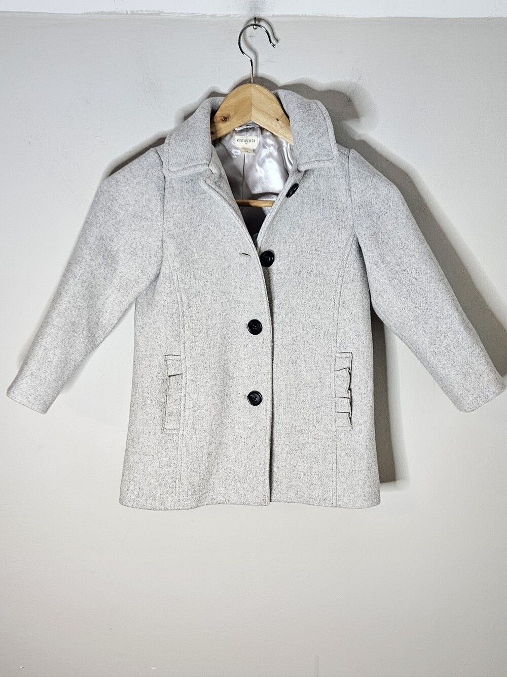 Crewcuts Ruffle-Pocket Wool-blend Coat Gray Little Girl 4 - 5
